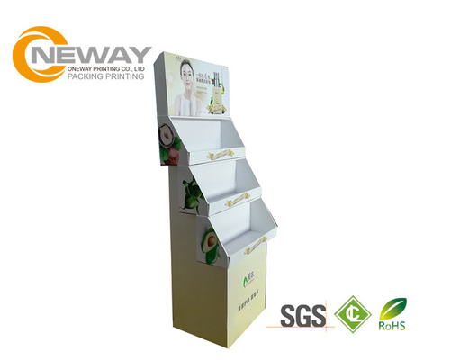 Blue Cardboard Floor Display Stand , Paper Cardboard Shelving Displays
