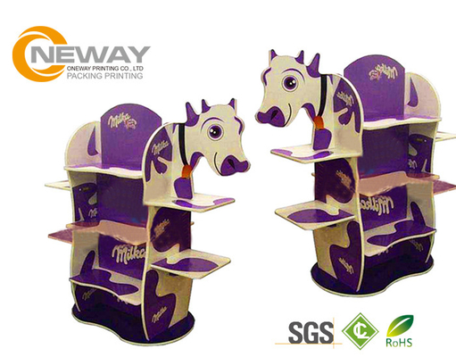 Pink Floor Comic Book Display Stand Corrugated Cardboard Display Stand